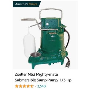 Zoeller M53 Sump Pump Is rated highly by consumers   4.7 out of 5 Highy ranked